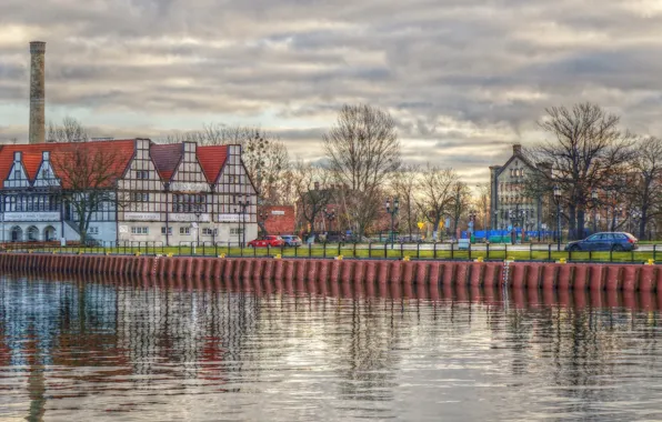 River, street, building, gdańsk