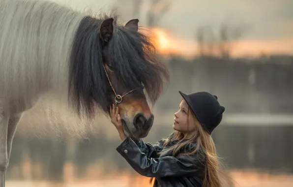 Картинка шапка, лошадь, девочка