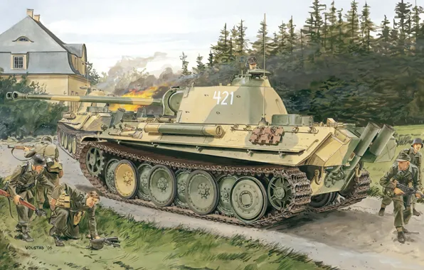 Рисунок, Пантера, Panther, PzKpfw V, Немецкий, Sd. Kfz. 171, Panzerkampfwagen V, Средне-тяжёлый танк