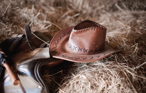 Leather, straw, Cowboy hat