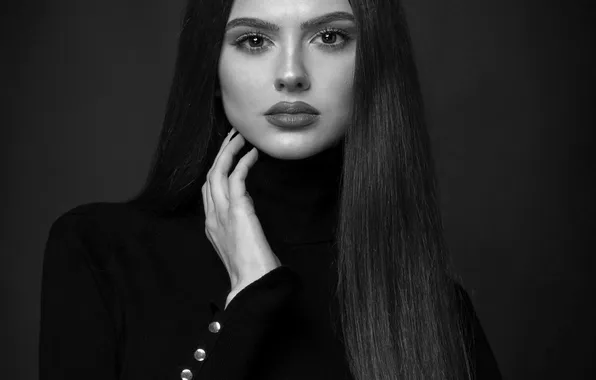 Чёрно-белое, Каролина, портретная фотография, Виктор Ученик