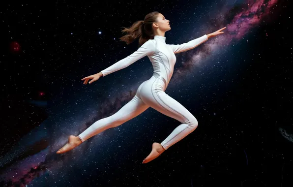 Космос, звезды, пейзаж, природа, девушки, вселенная, фэнтези, space
