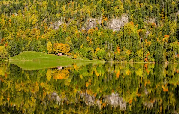 Картинка Autumn, reflection, Norway