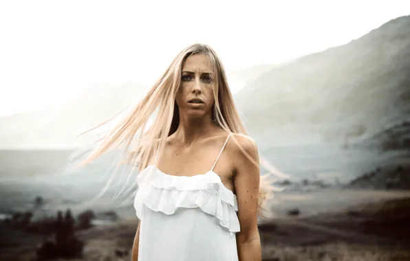 Girl, long hair, dress, young, beautiful, beauty, lady, face