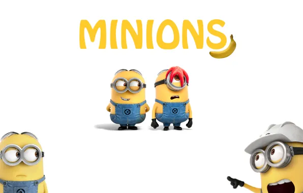 Желтый, фон, мультфильм, банан, Minions, Миньоны