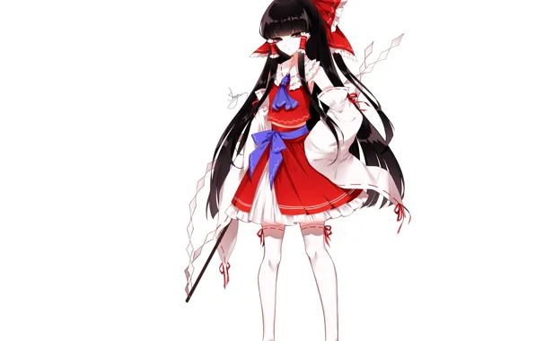 Брюнетка, девочка, банты, Touhou, Reimu Hakurei, Тохо, Тоухоу, Sheya