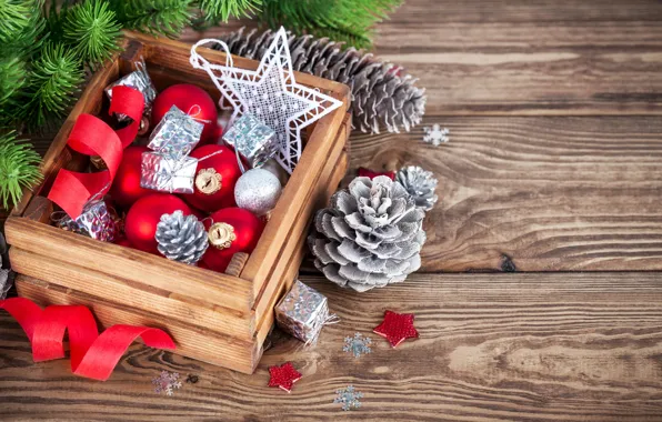 Украшения, шары, елка, Новый Год, Рождество, Christmas, wood, decoration