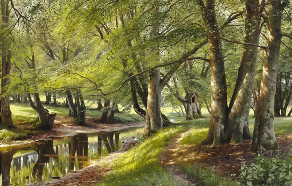 1908, датский живописец, Петер Мёрк Мёнстед, Peder Mørk Mønsted, Danish realist painter, oil on canvas, …