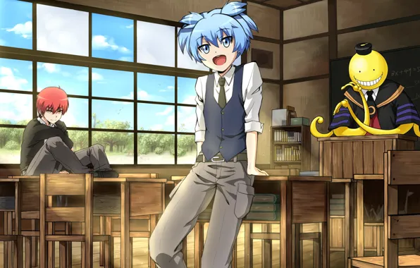 Akabane karma, koro-sensei, shiota nagisa, ansatsu kyoushitsu, класс убийц