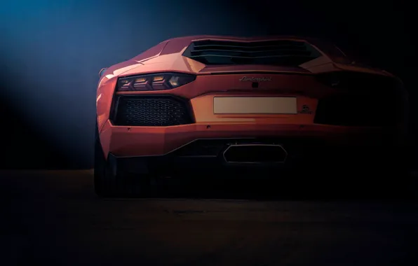Lamborghini, rear, orange, LP700-4, Aventador