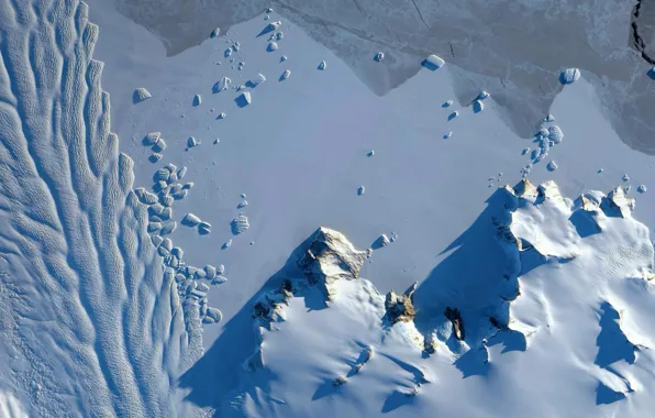 Снег, Антарктика, фото NASA, Matusevich Glacier
