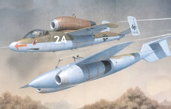 Рисунок, Германия, люфтваффе, Arado 162, Mistel 5, Arado E.377A