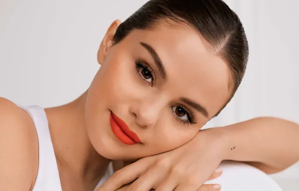Картинка взгляд, девушка, лицо, макияж, губы, певица, Selena Gomez