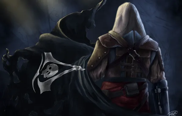 Картинка флаг, Эдвард Кенуэй, Assassin's Creed IV: Black Flag, черный флаг