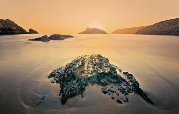 Море, пейзаж, закат, камни