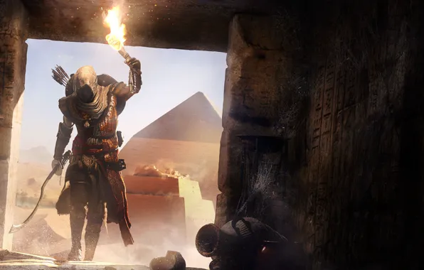 Пирамида, Египет, факел, склеп, ассасин, Assassin's Creed, Assassin's Creed Origins