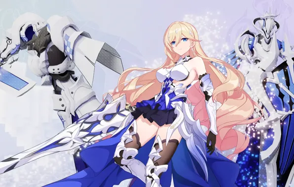 Девушка, меч, рыцари, Honkai Impact 3rd, Durandal