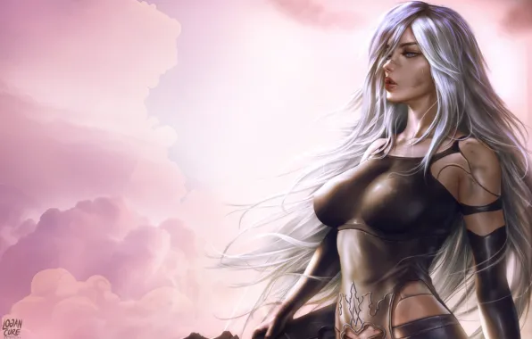 Девушка, Рисунок, Android, Арт, Красотка, Nier, Фигура, Красивая