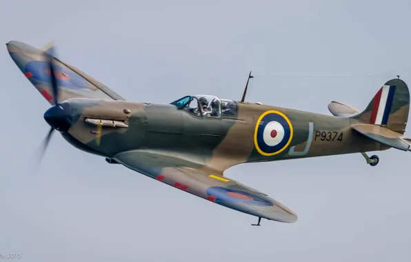 Картинка ретро, самолет, истребитель, пилот, парад, Supermarine Spitfire