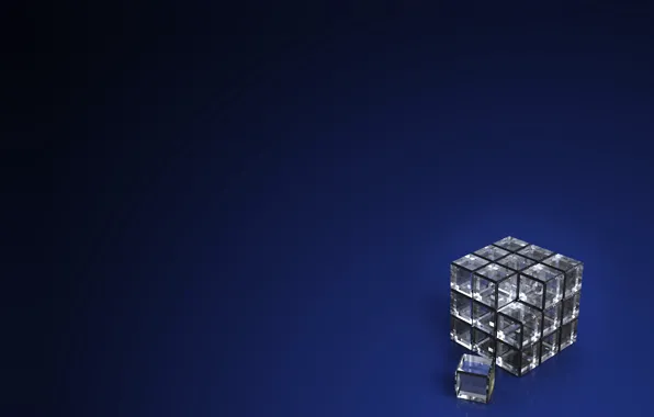 Картинка компьютерная графика, темно-синий фон, dark blue background, computer graphics, transparent cube, прозрачный куб
