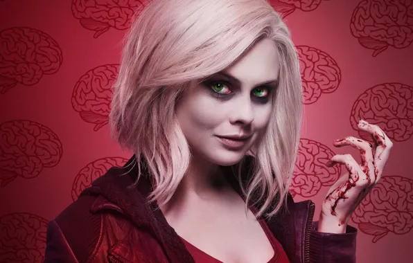 Red, girl, zombie, blood, undead, green eyes, New Zealand, woman
