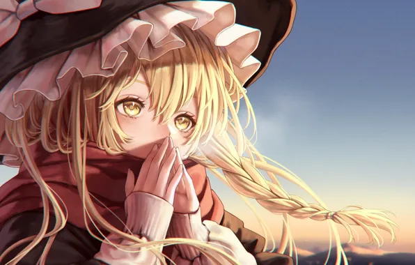 Небо, девушка, игра, аниме, Touhou Project, Marisa Kirisame
