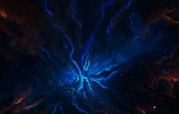 Звезды, Космос, Туманность, Свет, Стиль, Fantasy, Сияние, Арт