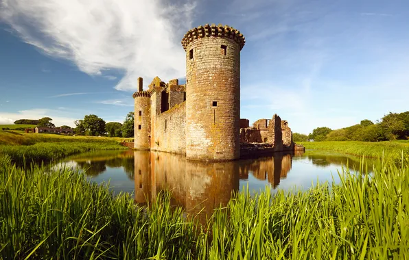 Картинка озеро, замок, башня, старинный, castle
