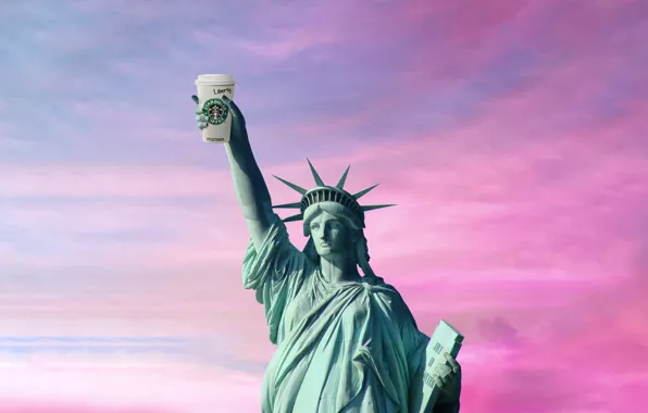 Кофе, Статуя, США, Статуя Свободы, United States, New York, NYC, New York City