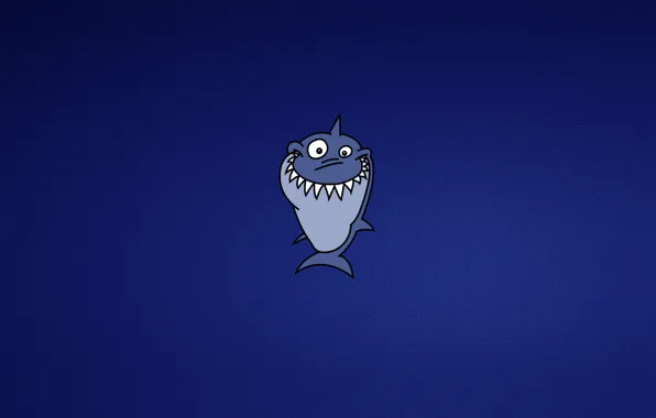 Синий, улыбка, минимализм, акула, shark, зубастая