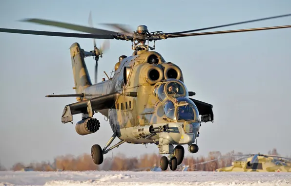 Картинка вертолет, боевой, ВВС, ОКБ, российский, Ми-24, советский, РФ.