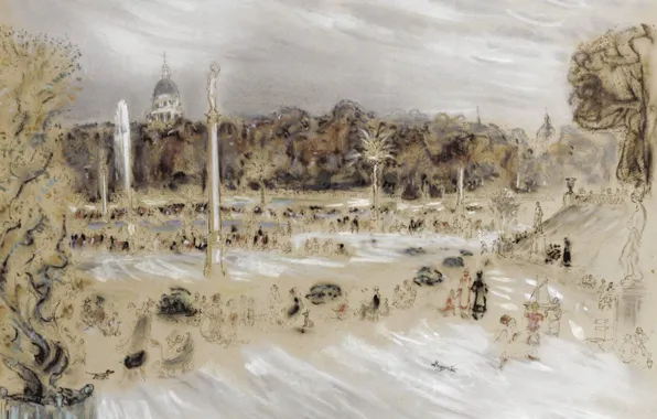 Пейзаж, картина, Андре Гамбург, Andre Hambourg, Люксембургский Сад