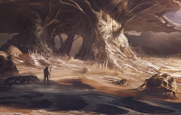 Человек, существо, Desert, Alien world, Juan Pablo Roldan