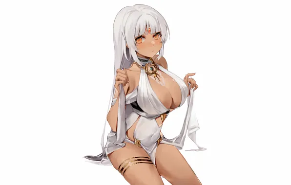 Girl, sexy, cleavage, long hair, dress, boobs, anime, beautiful