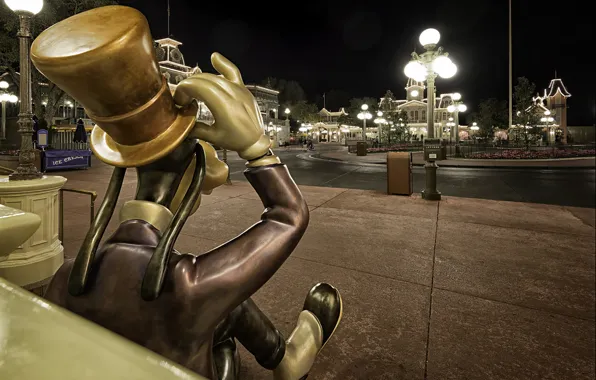Картинка улица, шляпа, фонари, Диснейленд, photo, photographer, цилиндр, Disneyland