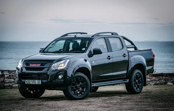 Картинка чёрный, побережье, пикап, 2018, Isuzu, D-Max, KB 250 X-Rider Black, Isuzu KB