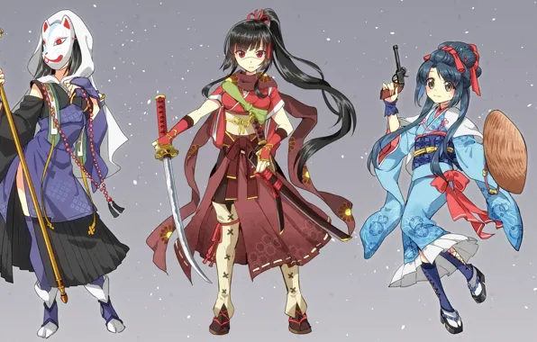 Sword, gun, fox, weapon, anime, katana, ken, blade
