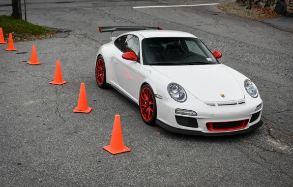 Картинка Porsche, Red, GT3, White, Wheels