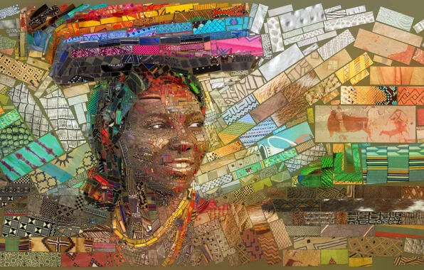 Мозаика, фон, Африка, иллюстрация