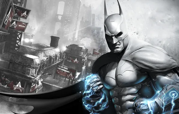 Картинка город, броня, плащ, гаджет, тюрьма, ток, Batman: Arkham City Armored Edition, трущобы