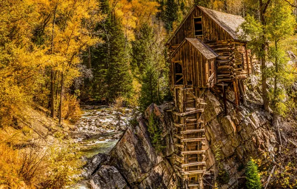 Картинка осень, горы, дом