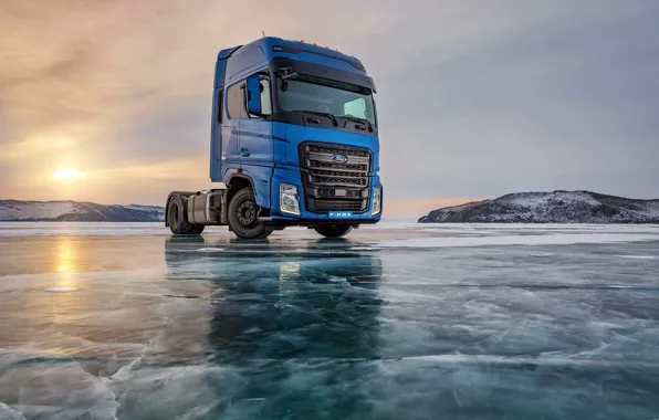 Ice, sunset, Ford Trucks, Ford F-Max, Baikal Lake