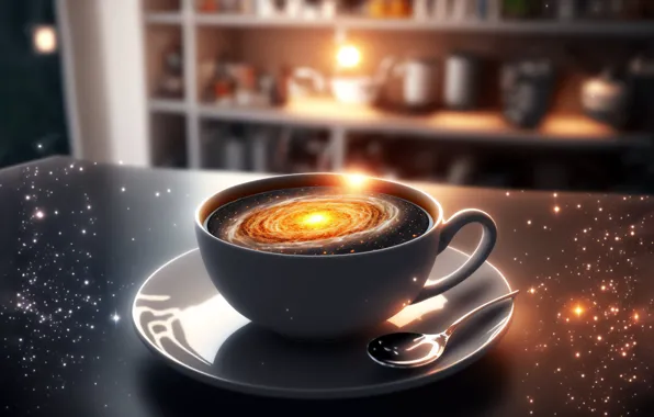 Мечты, кофе, галактика, coffee cup, galaxy, coffee, dreams, fantastic art