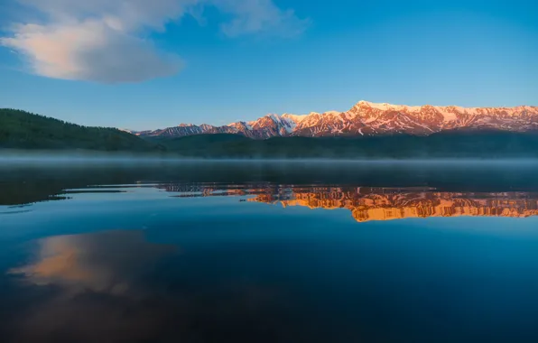 Картинка sky, landscape, nature, water, mountains, clouds, lake, reflection