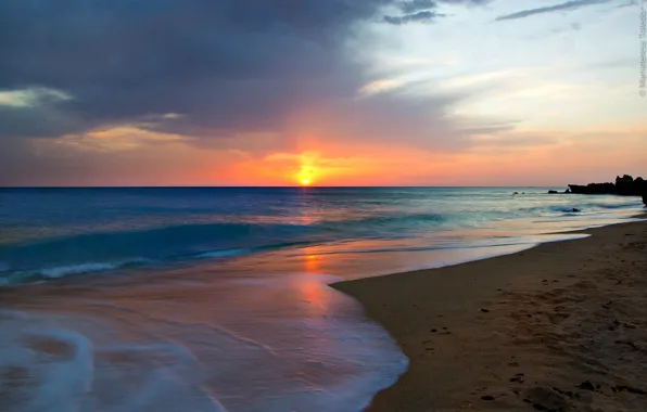 Картинка море, пляж, солнце, рассвет, андалузский