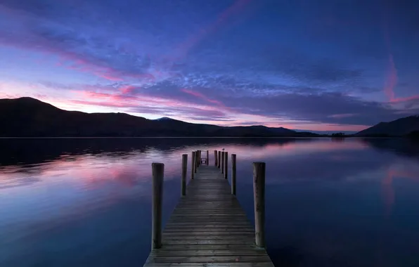 Пейзаж, мост, озеро