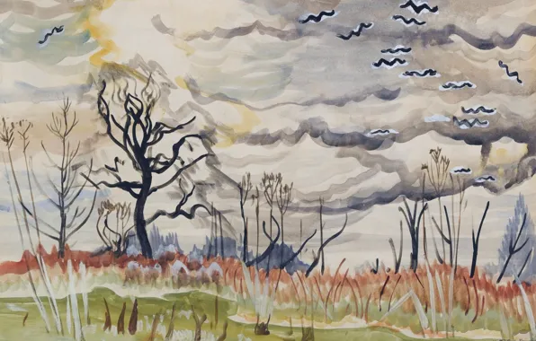 Картинка 1917, Charles Ephraim Burchfield, Birds in Flight