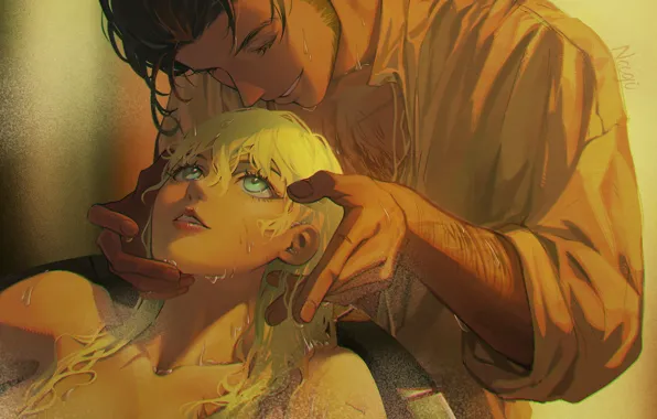 Девушка, капли, ванна, мужчина, Fire Emblem, Claude Von Riegan, Byleth Eisner