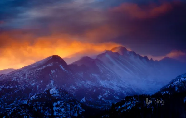 Небо, горы, тучи, Колорадо, США, Rocky Mountain National Park