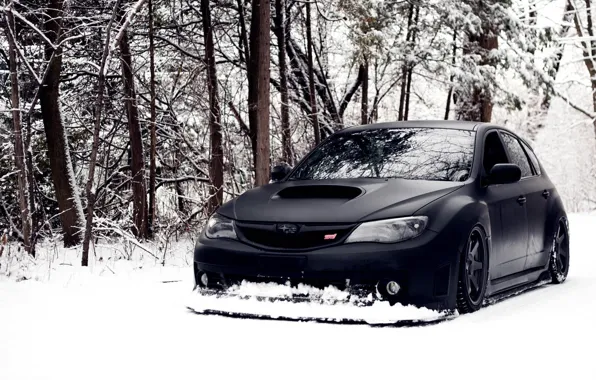 Зима, car, машина, авто, лес, снег, обои, черный